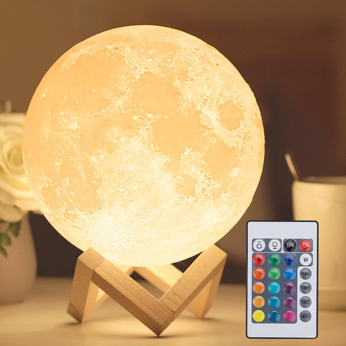 16-Color Lamp With Stand And Remote, Moon Lamp, LED Night Light With Dock, Creative Moon Light Uniq - Daily Wonder Store