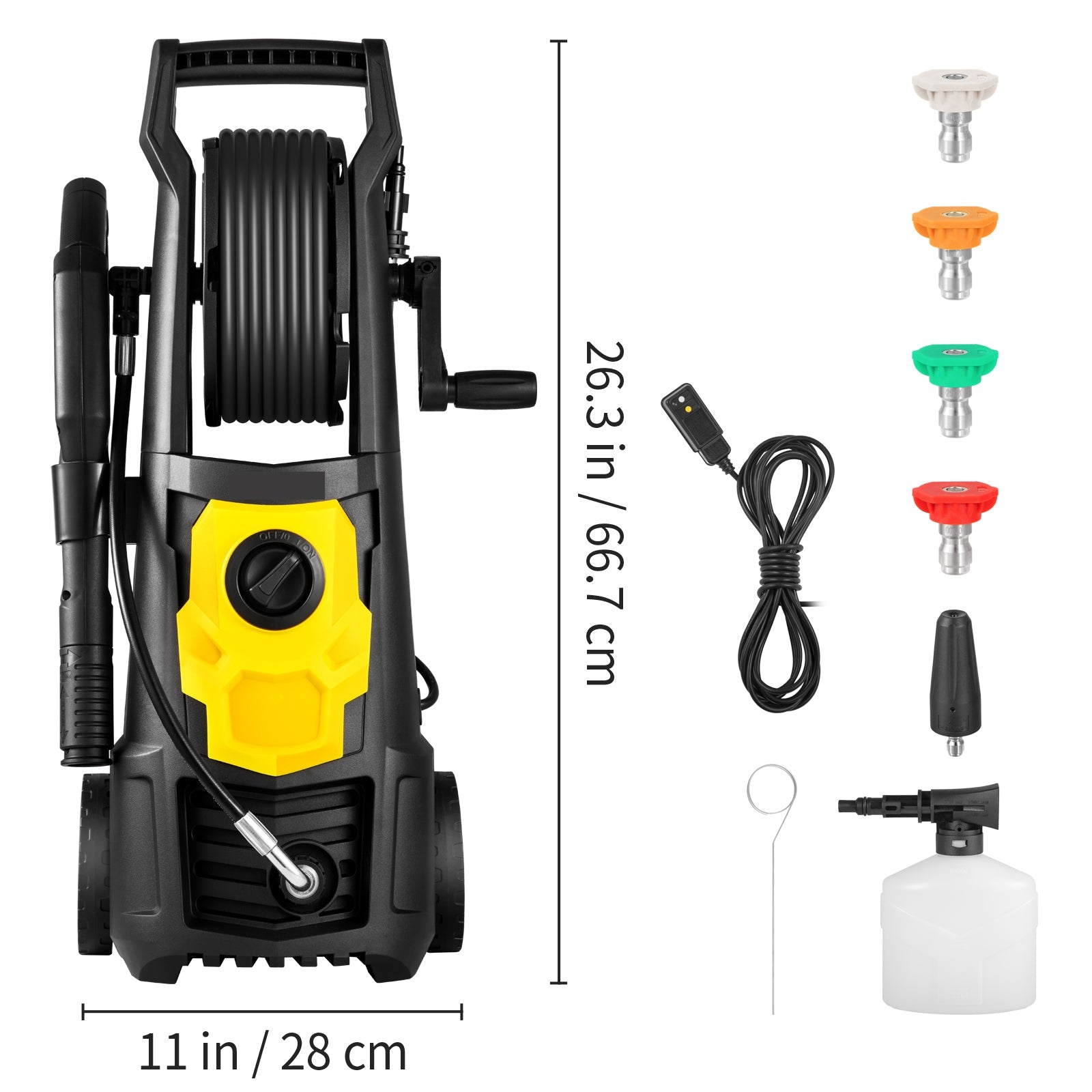 2000 PSI Electric Pressure Washer, 1.76 GPM with 30 ft Hose, Foam Cannon & 5 Spray Nozzles - Daily Wonder Store