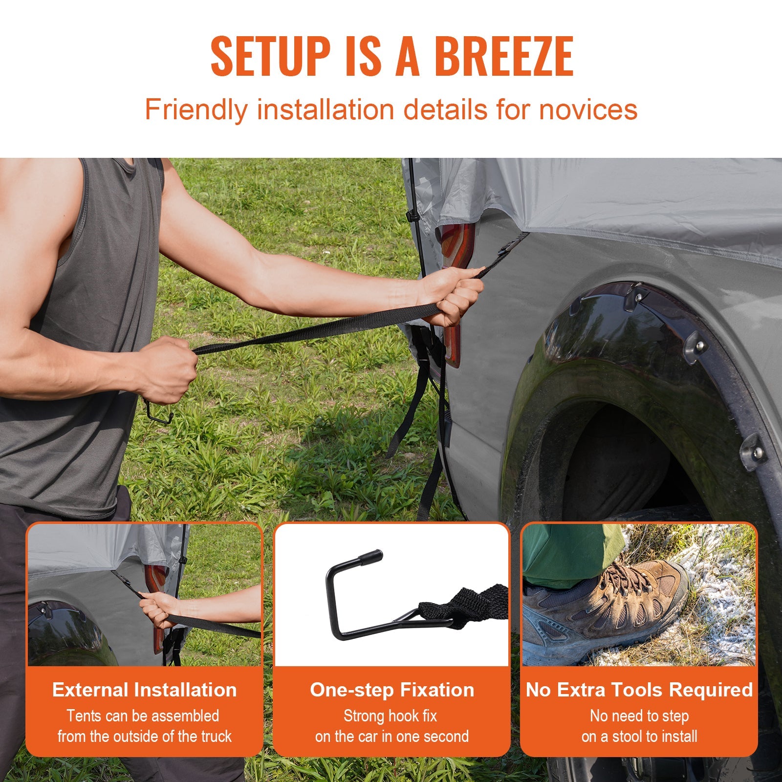 6.4–6.7 ft Truck Bed Tent for Pickup Trucks, Waterproof 2–3 Person Camping Tent - Daily Wonder Store