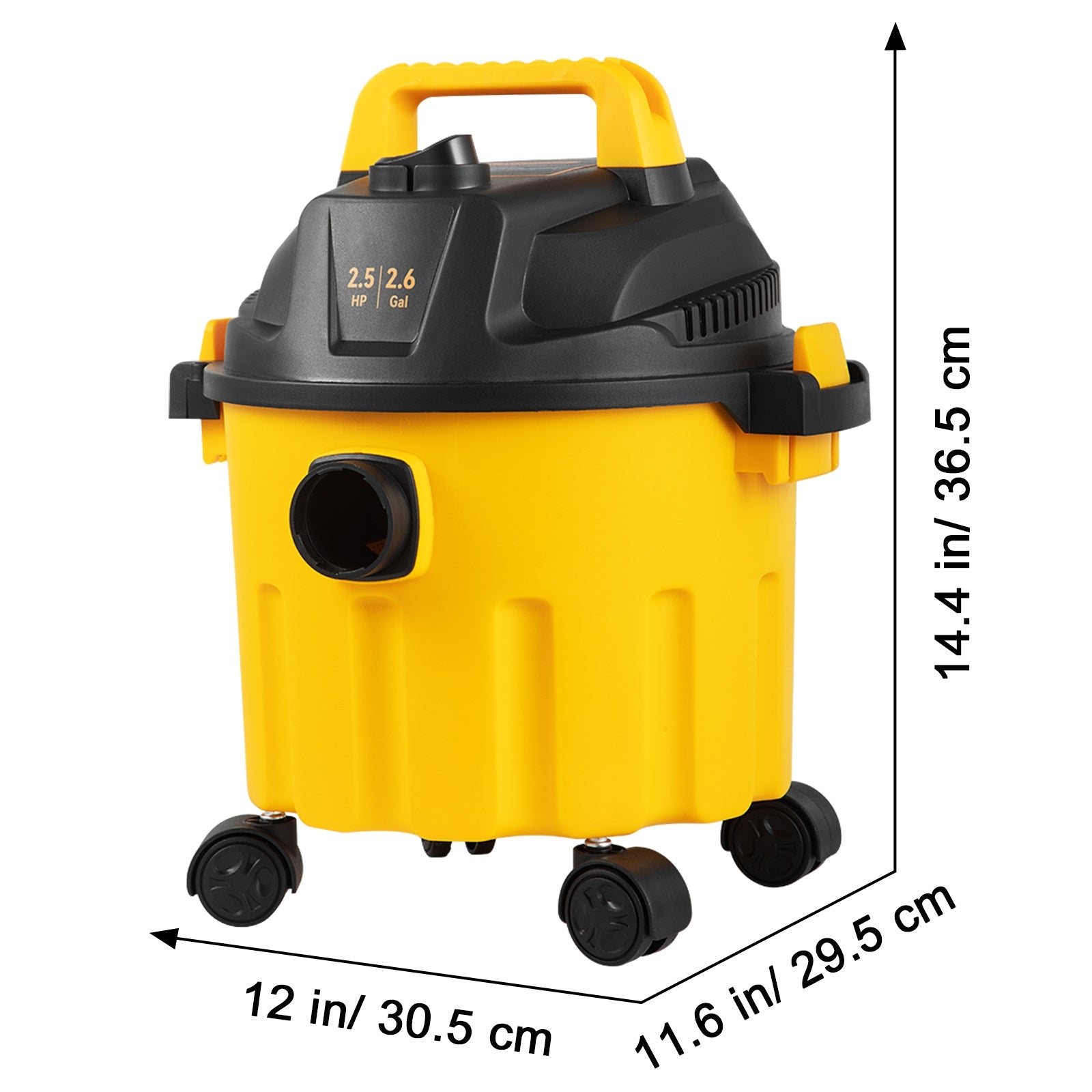 VEVOR Wet Dry Vac, 2.6 Gallon, 2.5 Peak HP, 3 In 1 Shop Vacuum With Blowing Function, Portable With Attachments To Clean Floor, Upholstery, Gap, Car, ETL Listed, Yellow - Daily Wonder Store